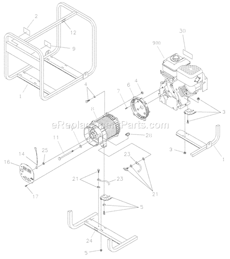 Page C Diagram and Parts List for 1653-2  Briggs and Stratton Generator